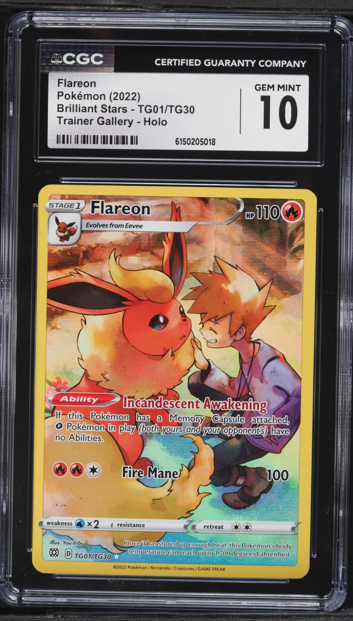 2022 Pokemon Sword & Shield Brilliant Stars CHR Flareon #TG01 CGC 10 GEM MINT