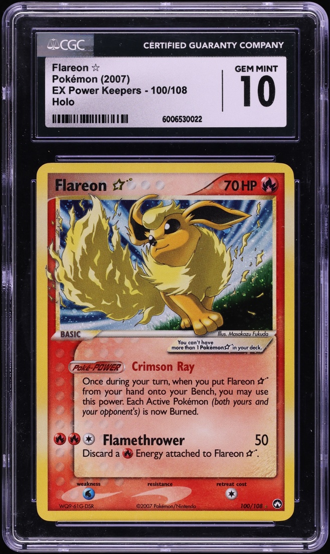 2007 Pokemon EX Power Keepers Holo Flareon Gold Star #100 CGC 10 GEM MINT
