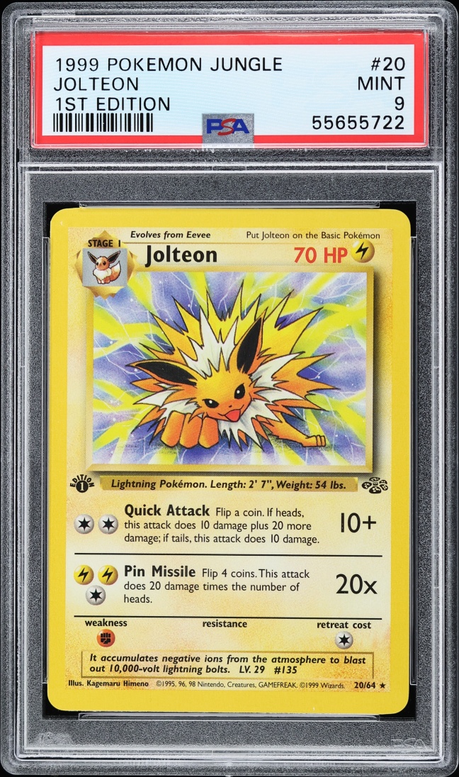 1999 Pokemon Jungle 1st Edition Jolteon #20 PSA 9 MINT
