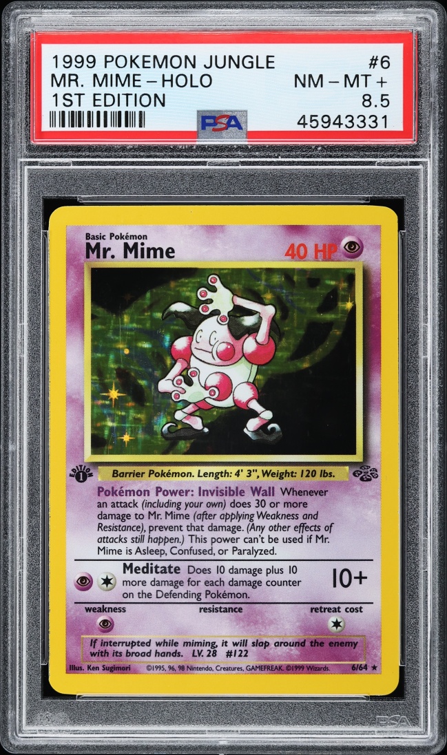 1999 Pokemon Jungle 1st Edition Holo Mr. Mime #6 PSA 8.5 NM-MT+