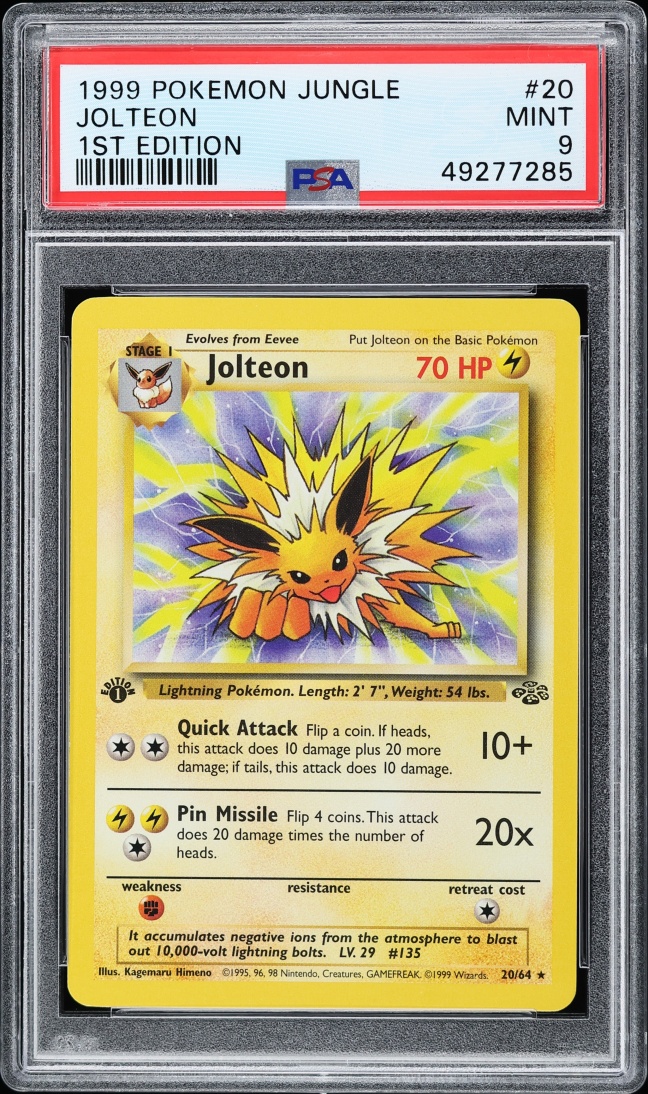 1999 Pokemon Jungle 1st Edition Jolteon #20 PSA 9 MINT