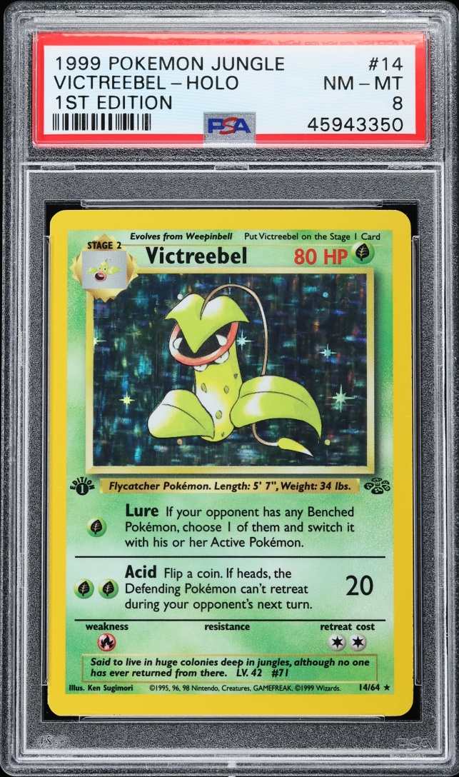 1999 Pokemon Jungle 1st Edition Holo Victreebel #14 PSA 8 NM-MT