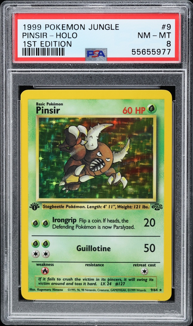 1999 Pokemon Jungle 1st Edition Holo Pinsir #9 PSA 8 NM-MT