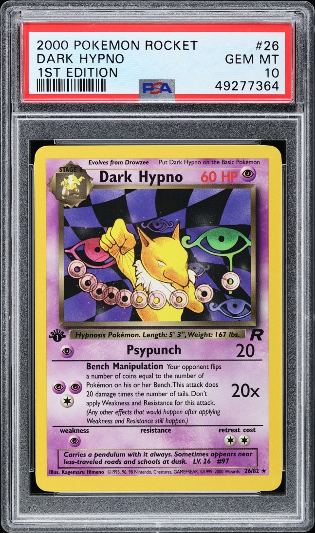 2000 Pokemon Team Rocket 1st Edition Dark Hypno #26 PSA 10 GEM MINT