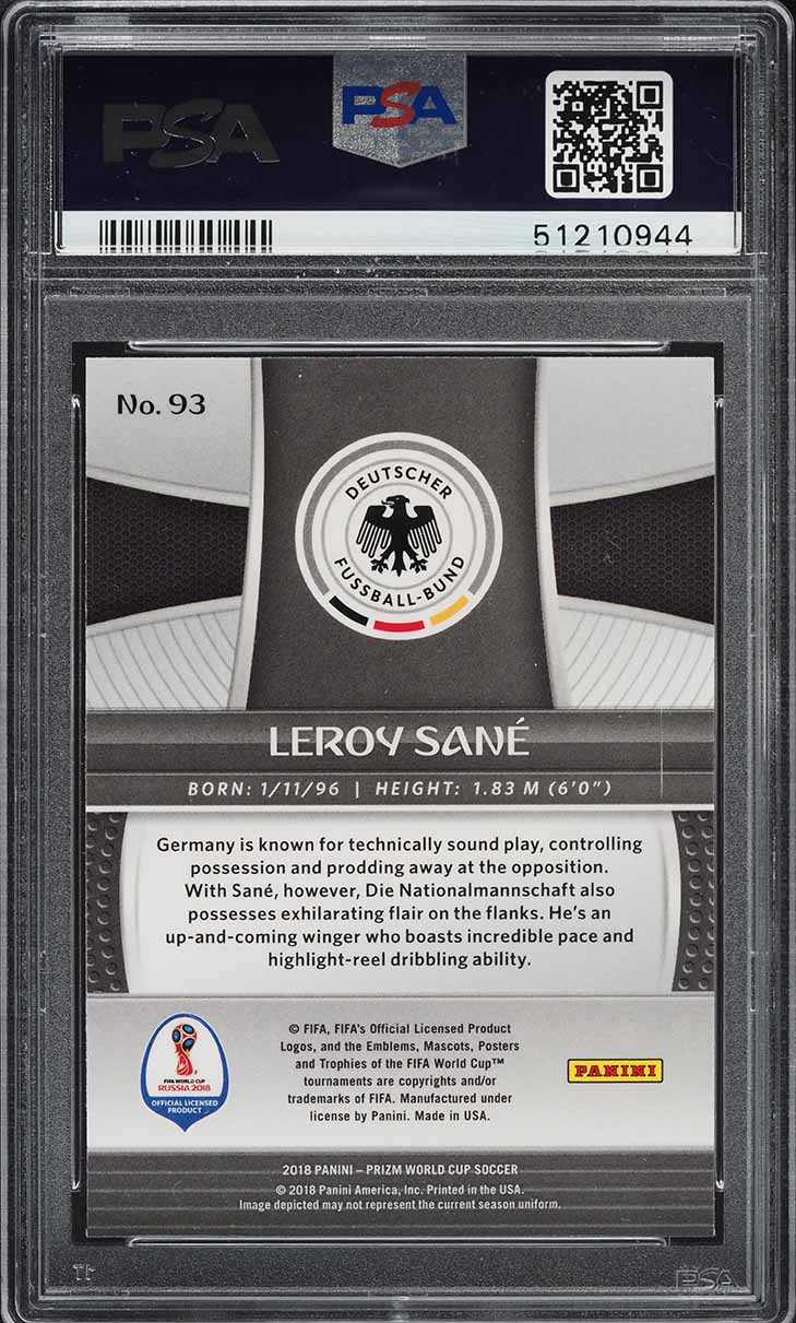 2018 Panini Prizm World Cup Leroy Sane ROOKIE #93 PSA 9 MINT