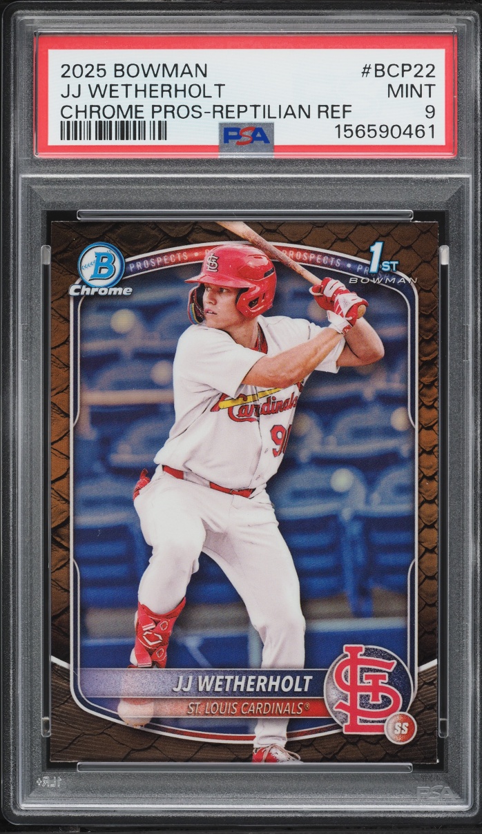 2025 Bowman Chrome Reptilian Refractor JJ Wetherholt PROSPECT #BCP-22 PSA 9 MINT