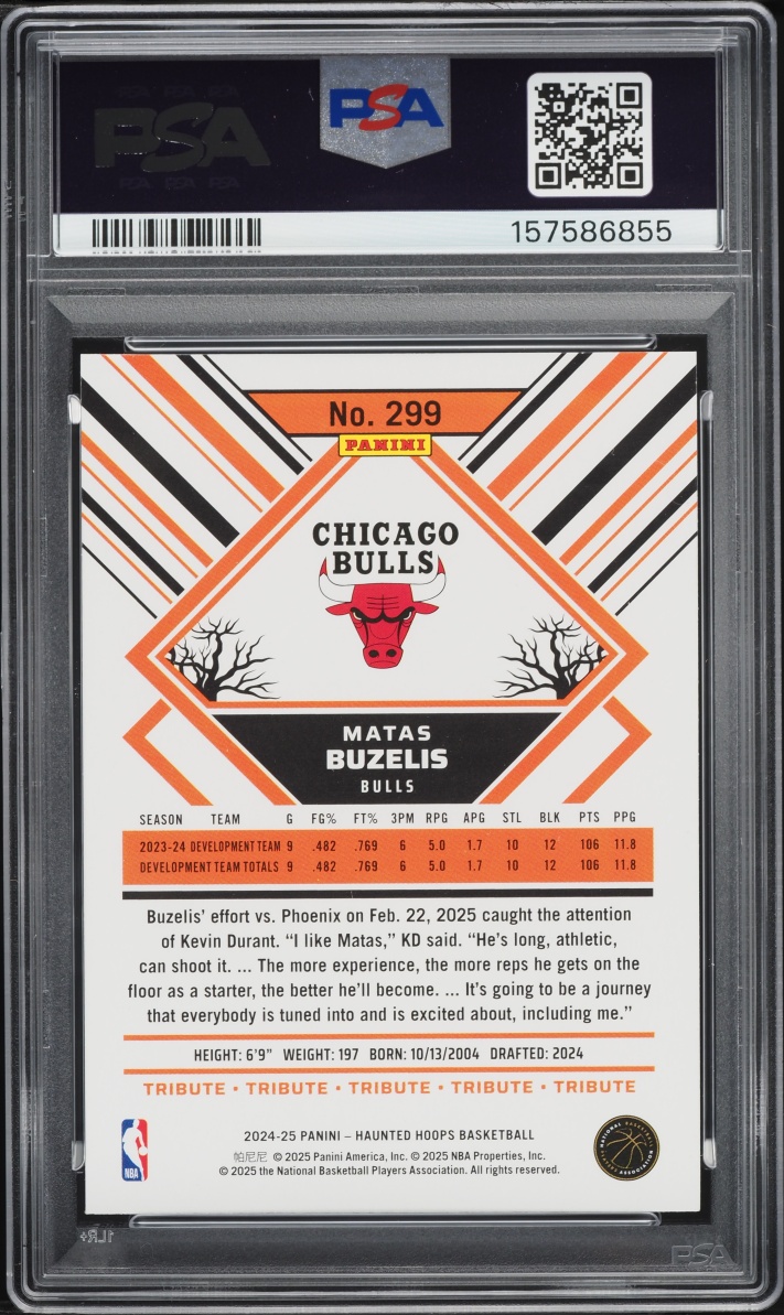 2024 Haunted Hoops Matas Buzelis ROOKIE #299 PSA 10 GEM MINT