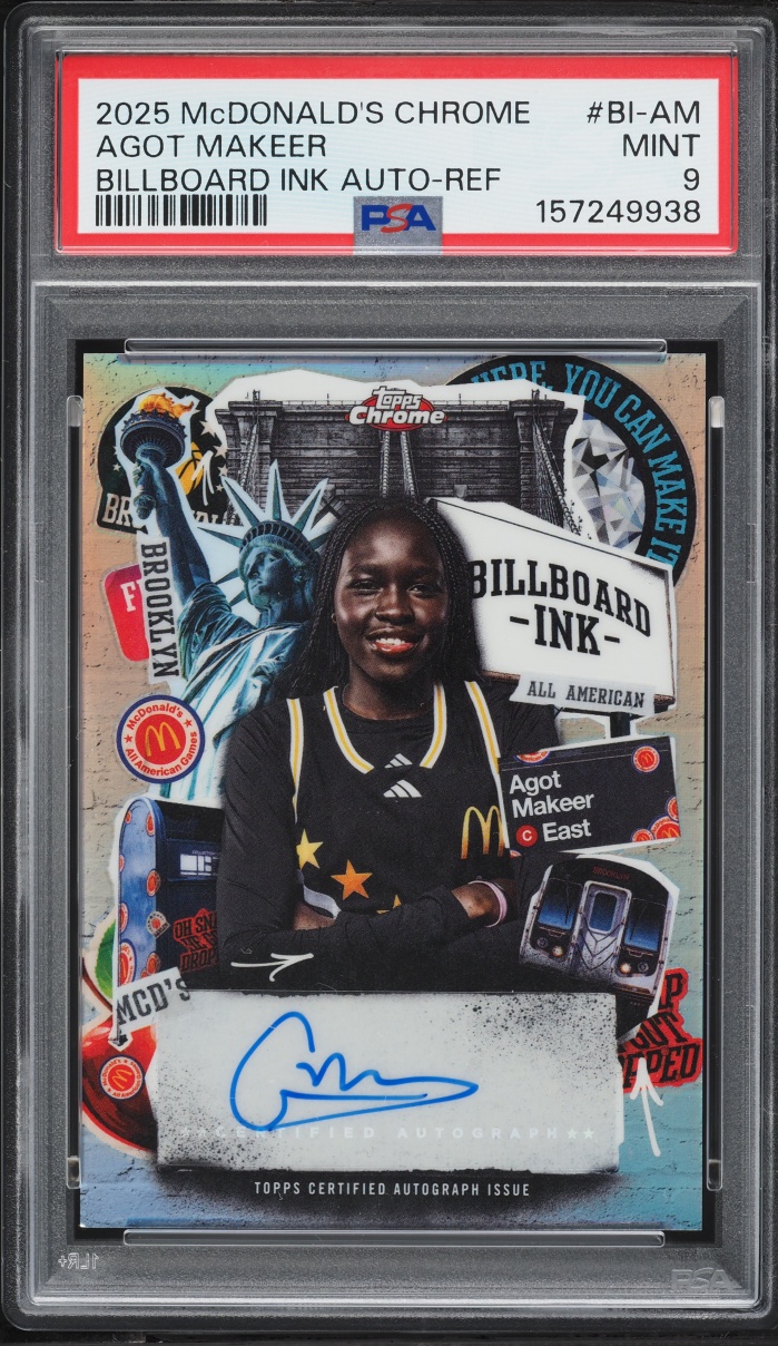 2025 Topps Chrome McDonald's All American Billboard Ink Refractor Agot Makeer ROOKIE AUTO PSA 9
