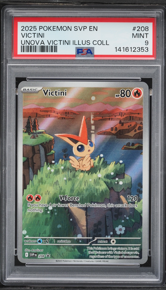 2025 Pokemon Scarlet & Violet Promo Unova Illustration Full Art Victini #208 PSA 9 MINT