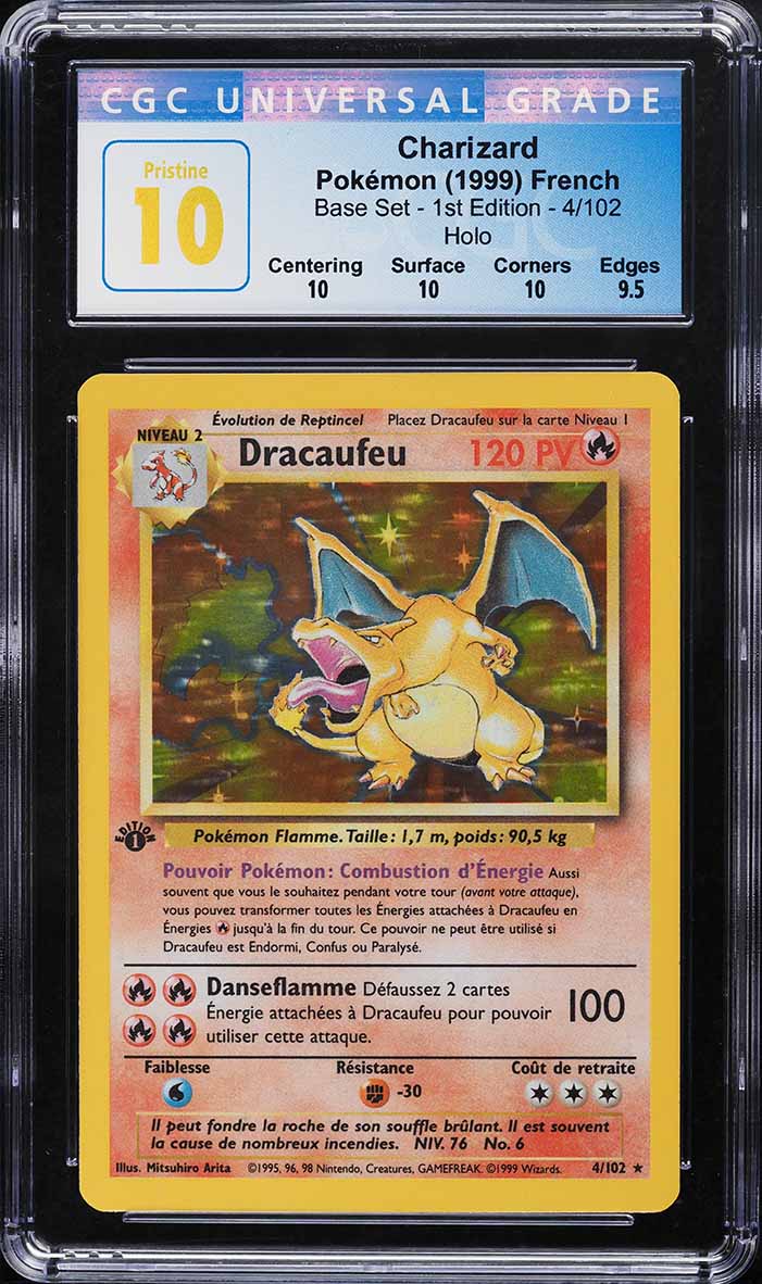 1999 Pokemon French Base Set 1st Edition Holo Charizard #4 CGC 10 PRISTINE