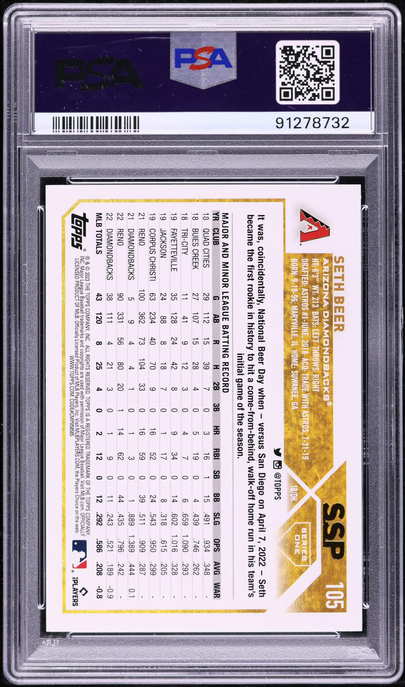2023 Topps Seth Beer SSP #105 PSA 9 MINT