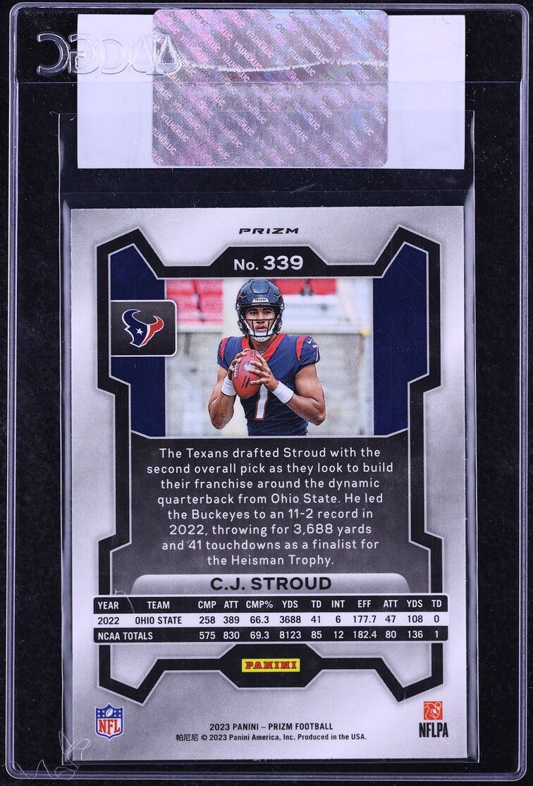 2023 Panini Prizm Neon Green Pulsar C.J. Stroud ROOKIE #339 CGC AUTH