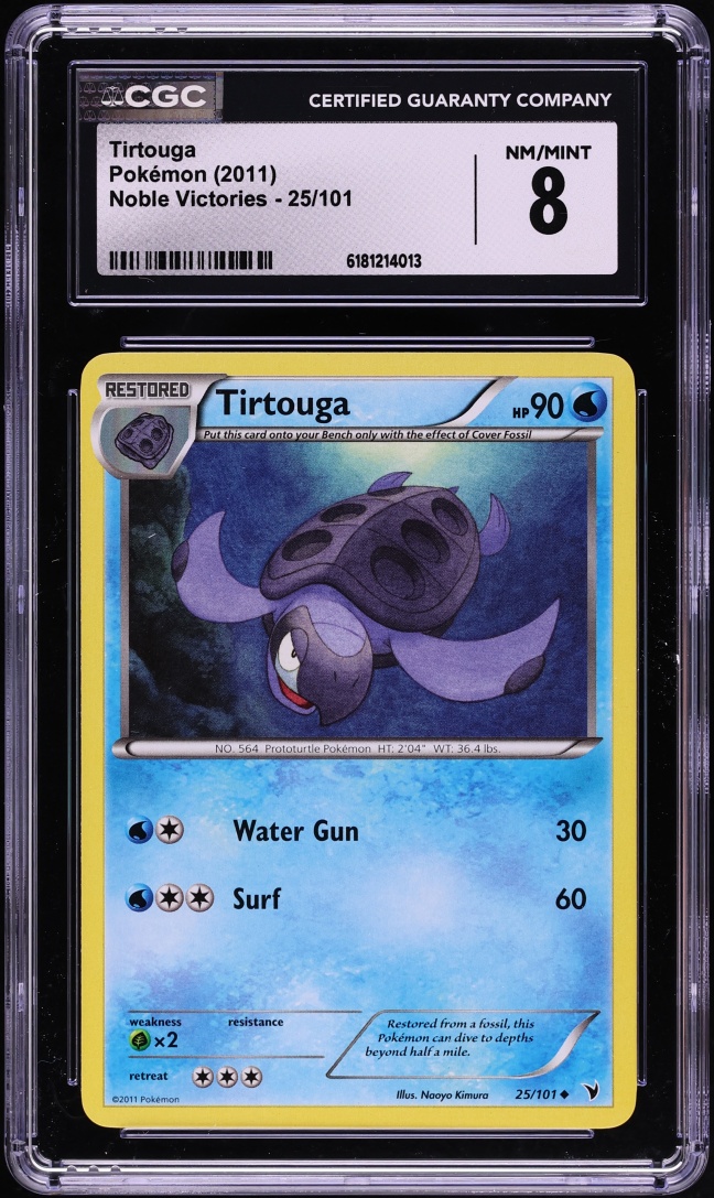 2011 Pokemon Black & White Noble Victories Tirtouga #25 CGC 8 NM-MT