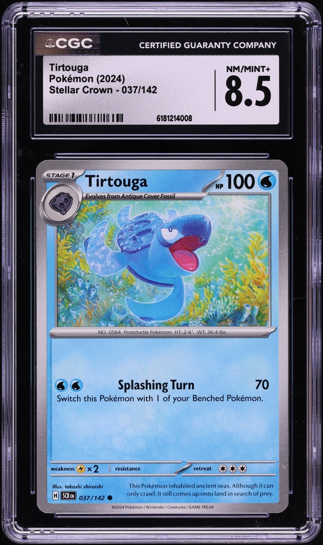 2024 Pokemon Scarlet & Violet Stellar Crown Tirtouga #037 CGC 8.5 NM-MT+