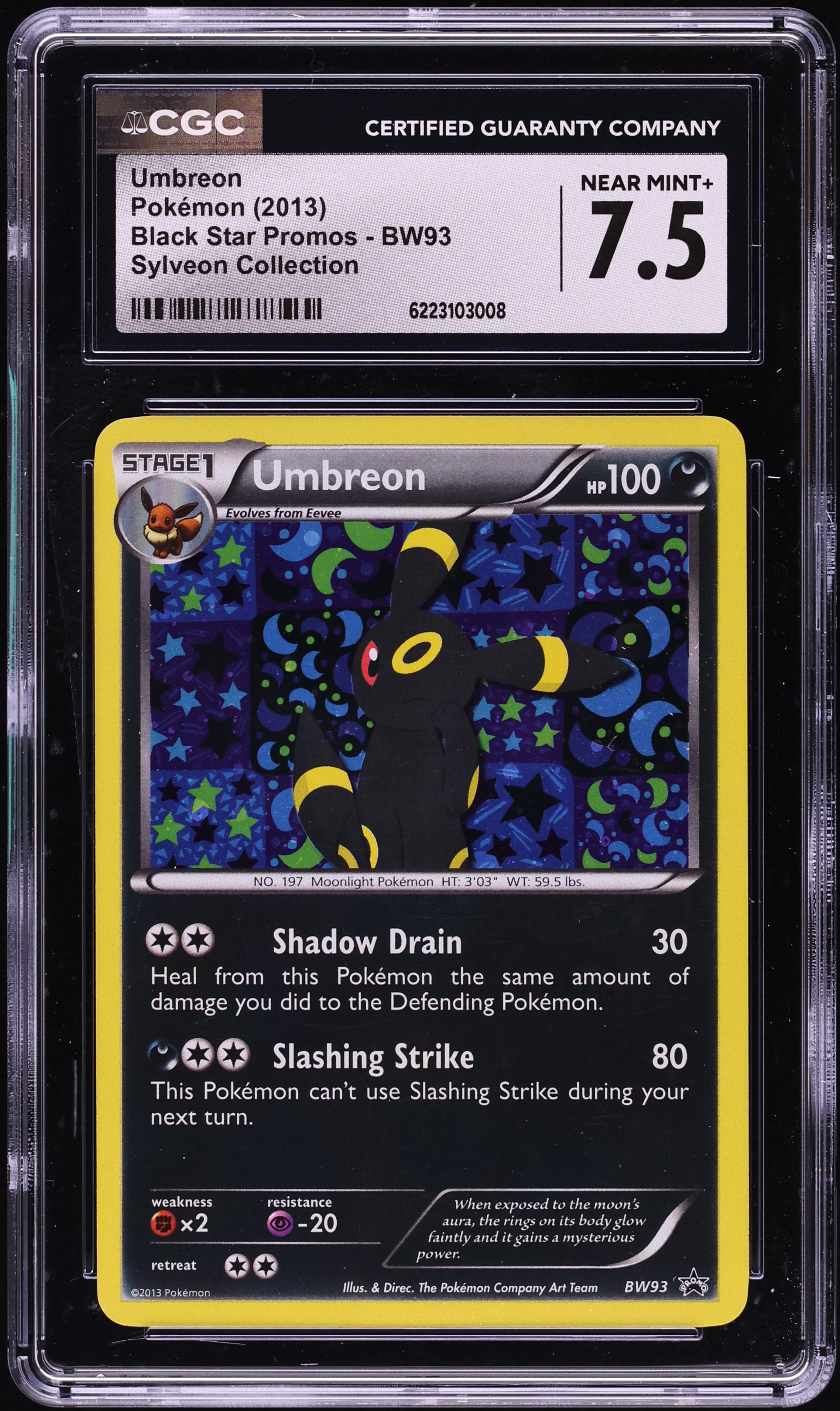 2013 Pokemon Black & White Promo Sylveon Collection Holo Umbreon #BW93 CGC 7.5 NRMT+