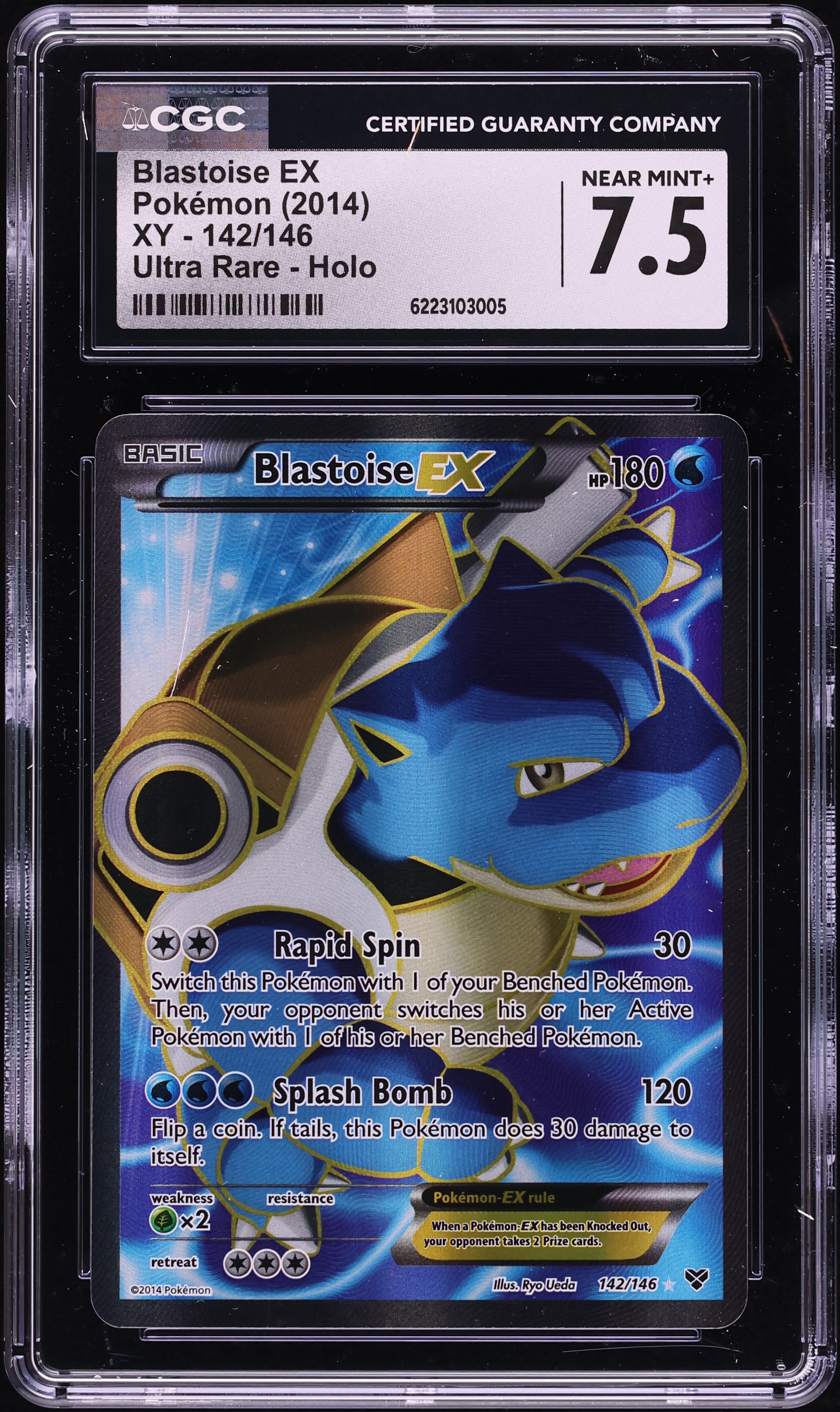 2014 Pokemon XY Full Art Blastoise EX #142 CGC 7.5 NRMT+