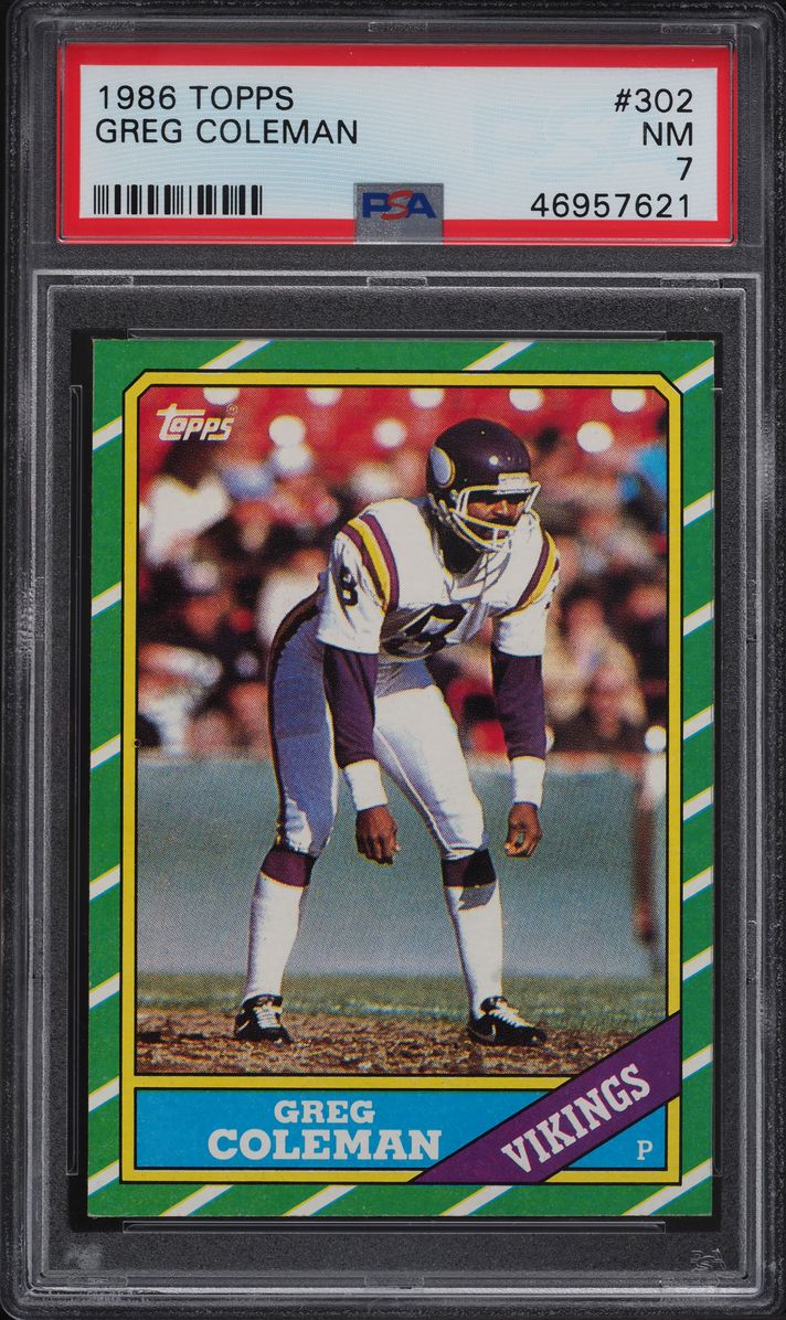 1986 Topps Football Greg Coleman #302 PSA 7 NRMT