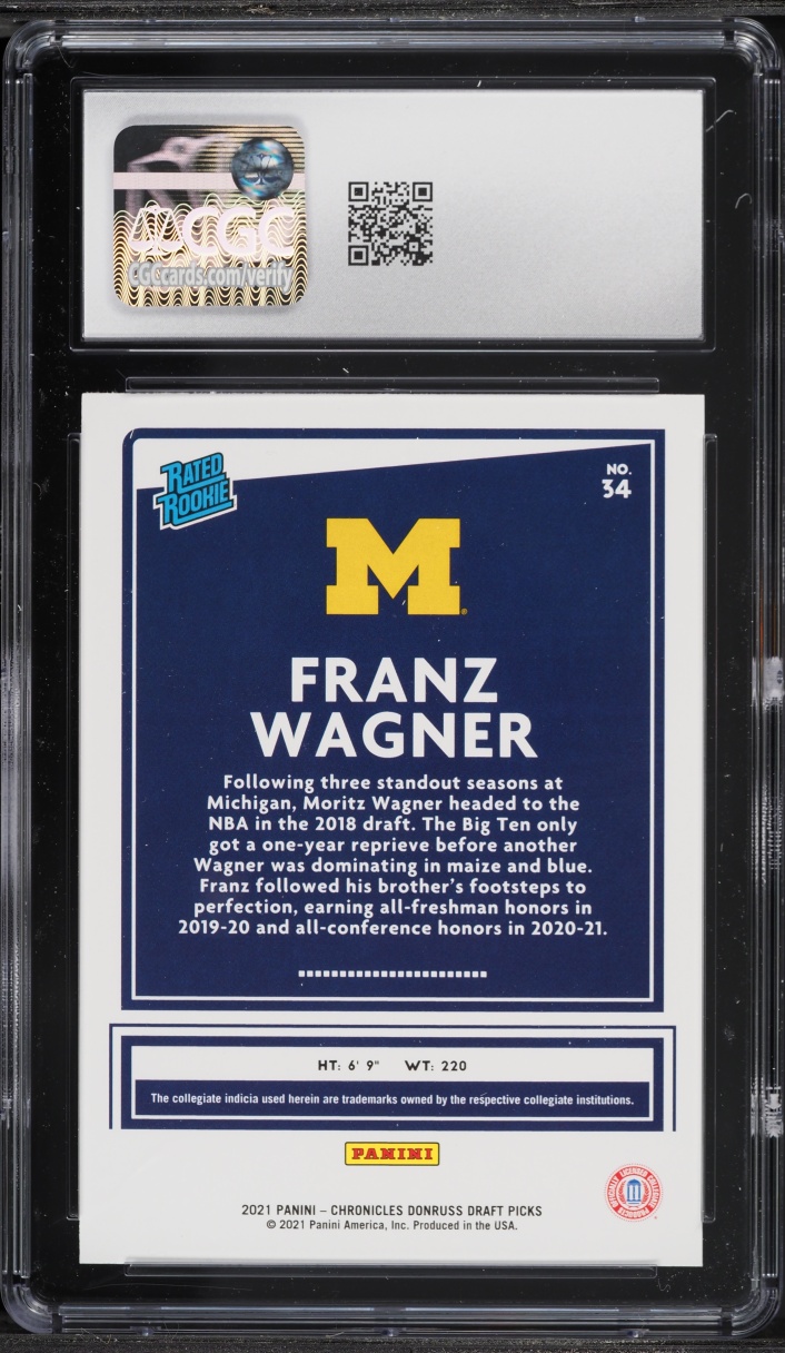 2021 Panini Chronicles Draft Picks Donruss Franz Wagner ROOKIE #34 CGC 10 GEM MINT