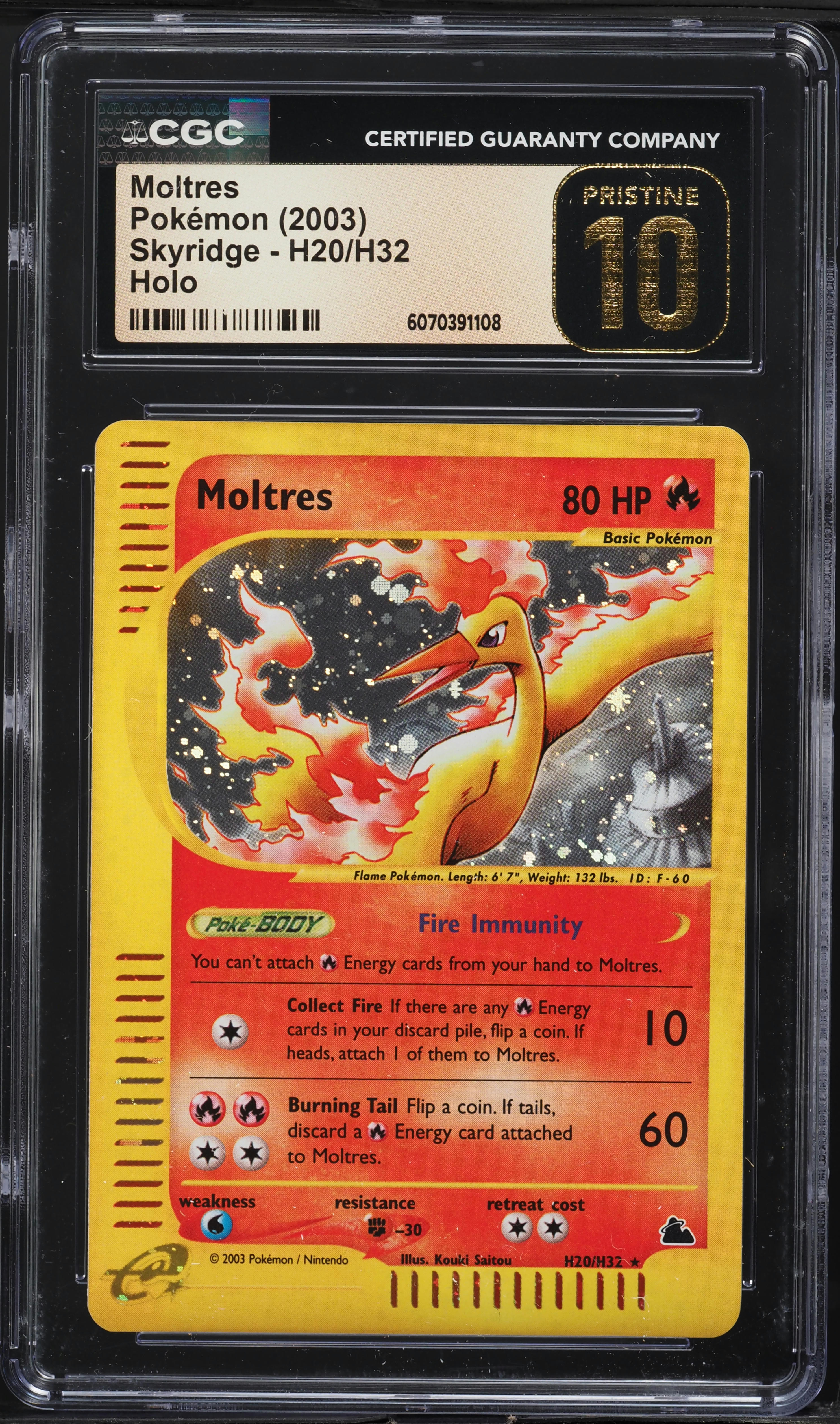2003 Pokemon Skyridge Holo Moltres #H20 CGC 10 PRISTINE