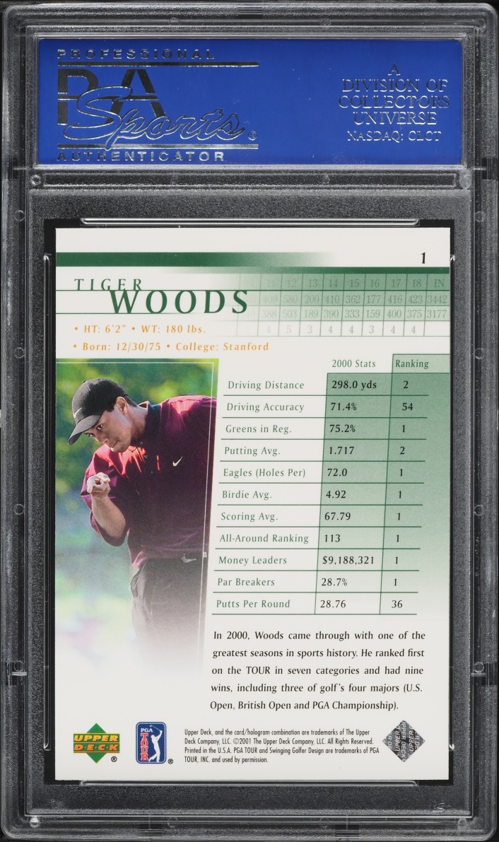 2001 Upper Deck Golf Tiger Woods ROOKIE #1 PSA 10 GEM MINT