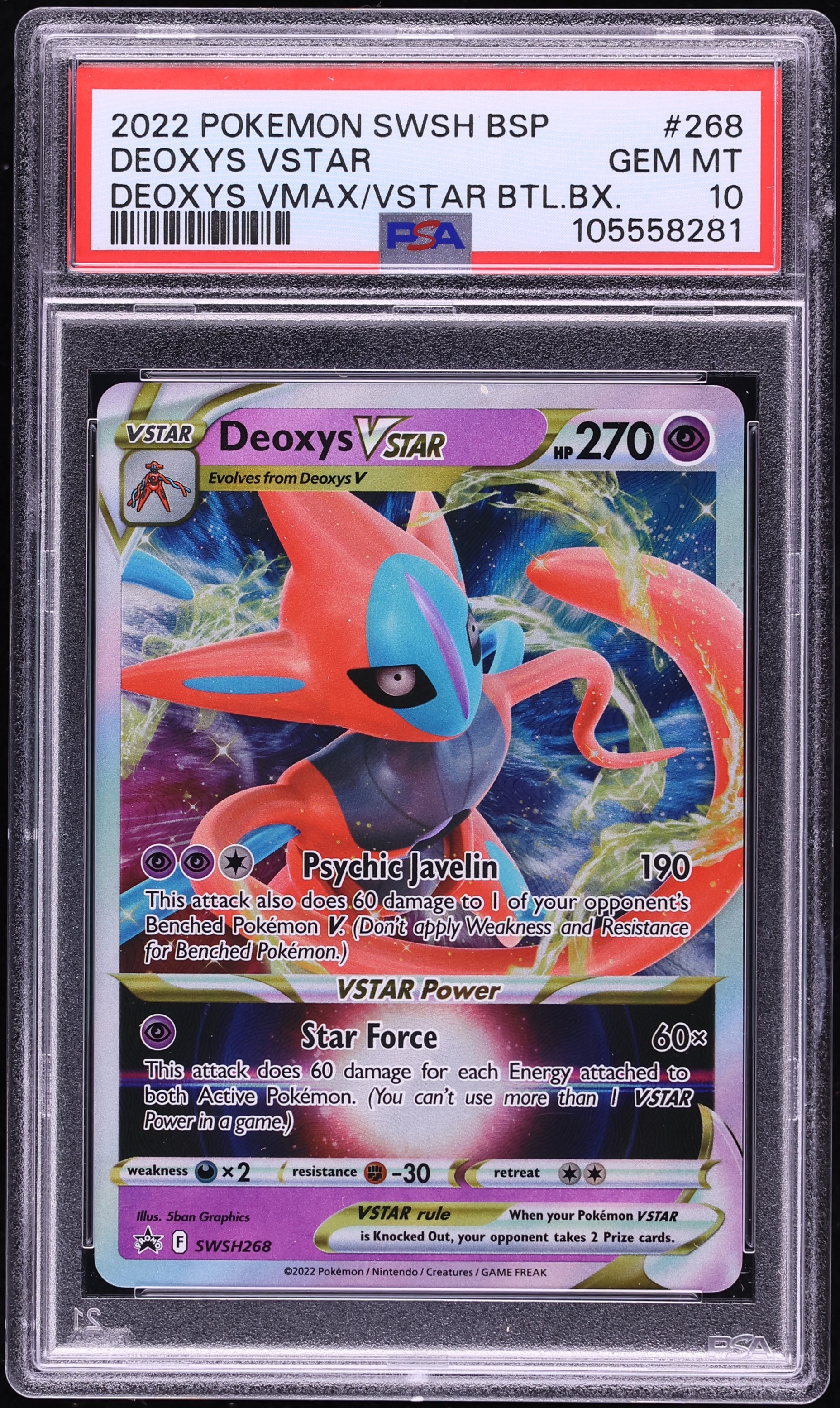 2022 Pokemon Sword & Shield Promo Holo Deoxys VSTAR #268 PSA 10 GEM MINT