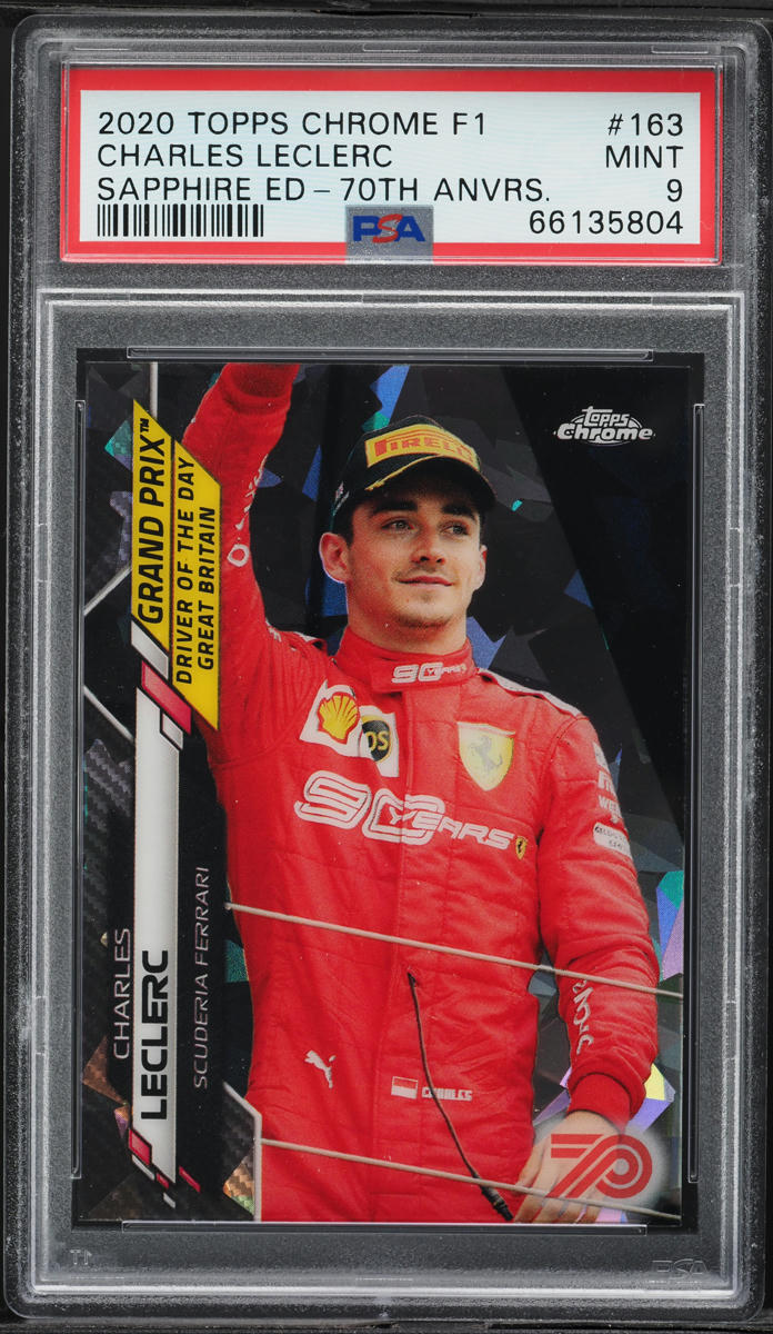 2020 Topps Chrome Formula 1 F1 Sapphire 70th Anniversary Charles Leclerc /70 #163 PSA 9 MINT