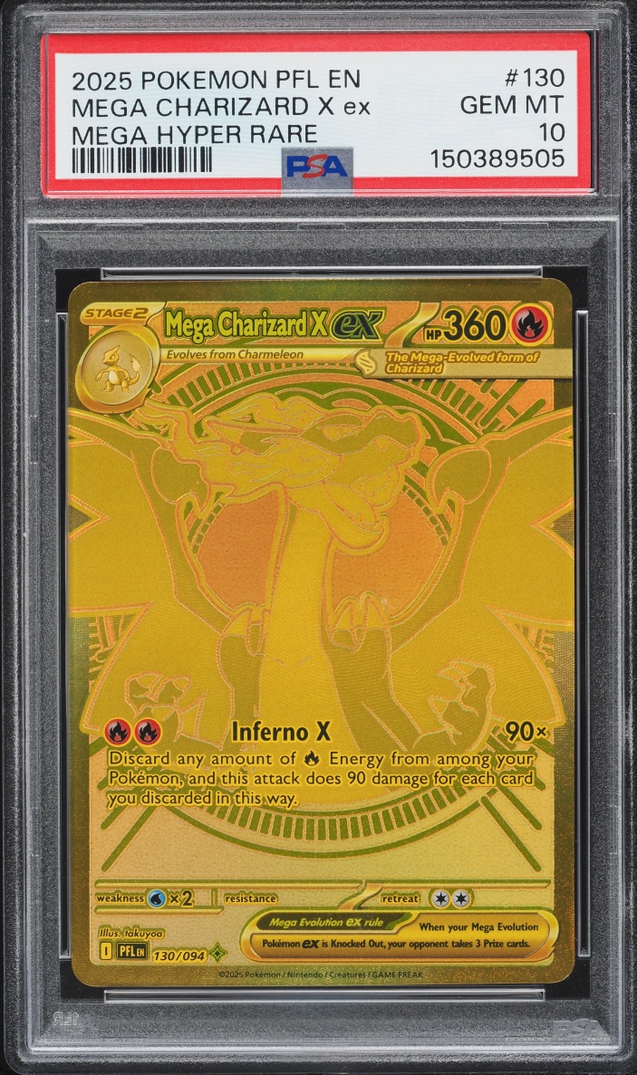 2025 Pokemon Mega Evolution Phantasmal Flames MHR Mega Charizard X ex #130 PSA 10 GEM