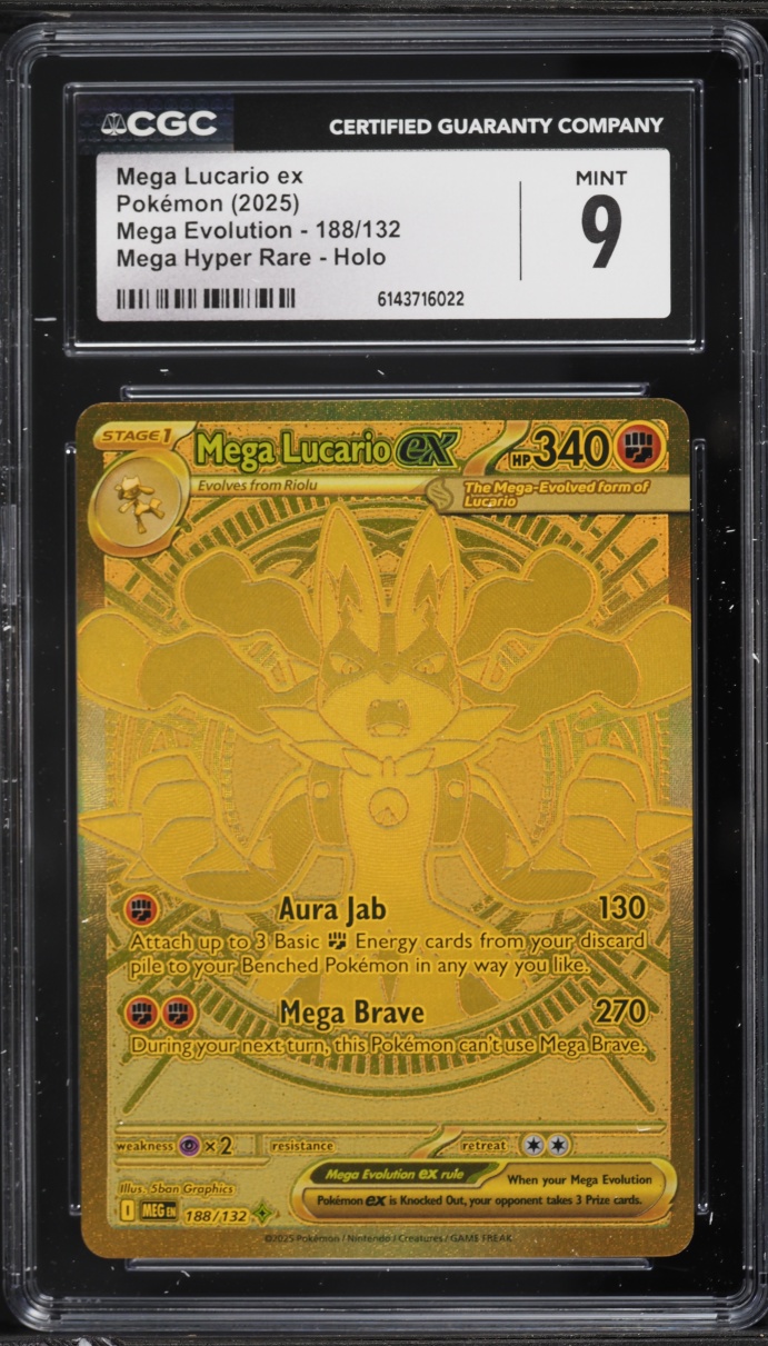 2025 Pokemon Mega Evolution MHR Mega Lucario ex #188 CGC 9 MINT