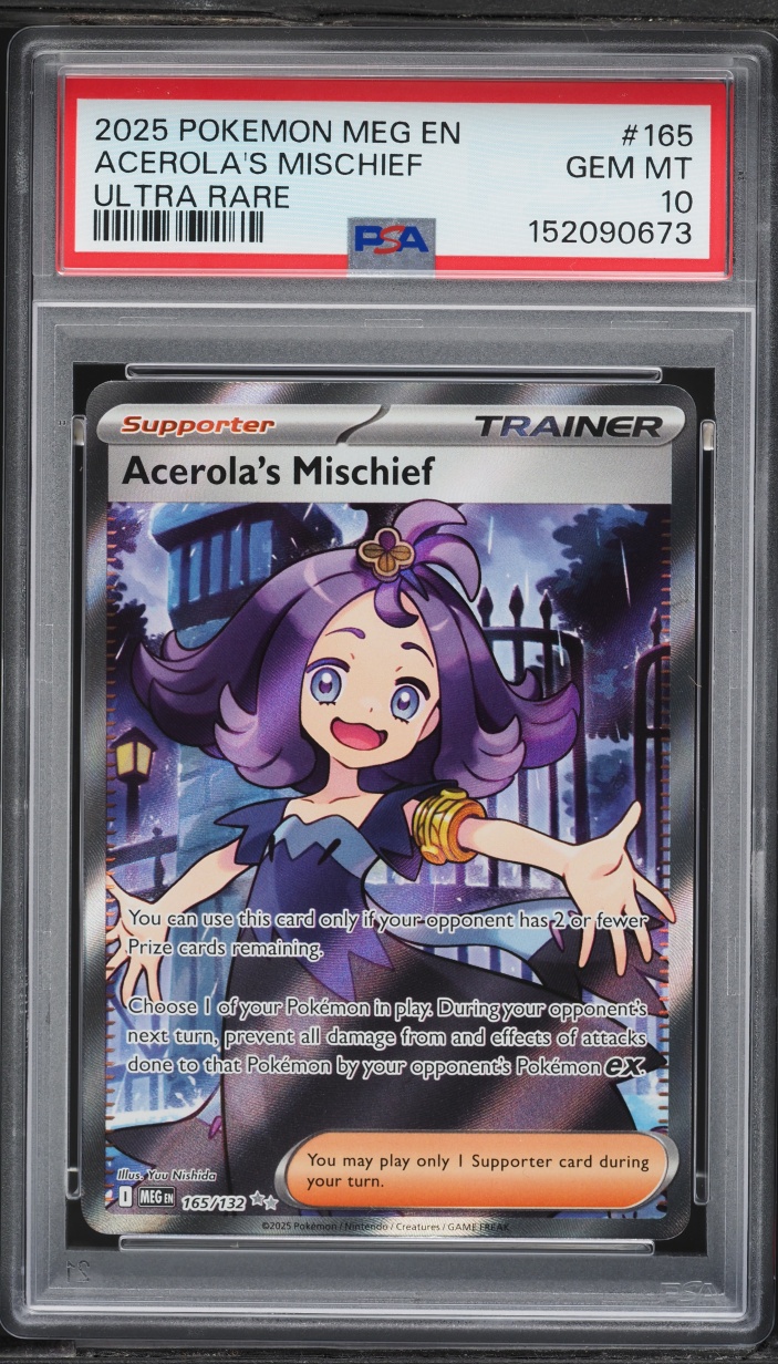 2025 Pokemon Mega Evolution Full Art Acerola's Mischief #165 PSA 10 GEM MINT