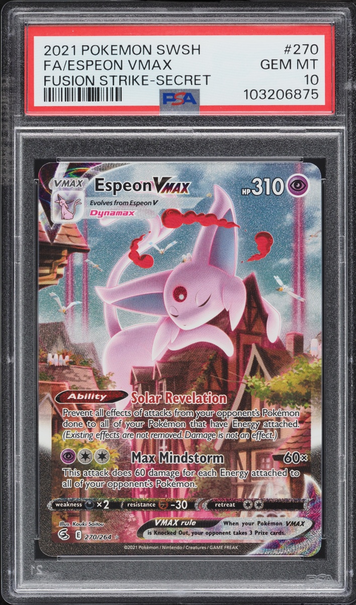 2021 Pokemon Sword & Shield Fusion Strike Full Art Espeon VMAX #270 PSA 10 GEM MINT
