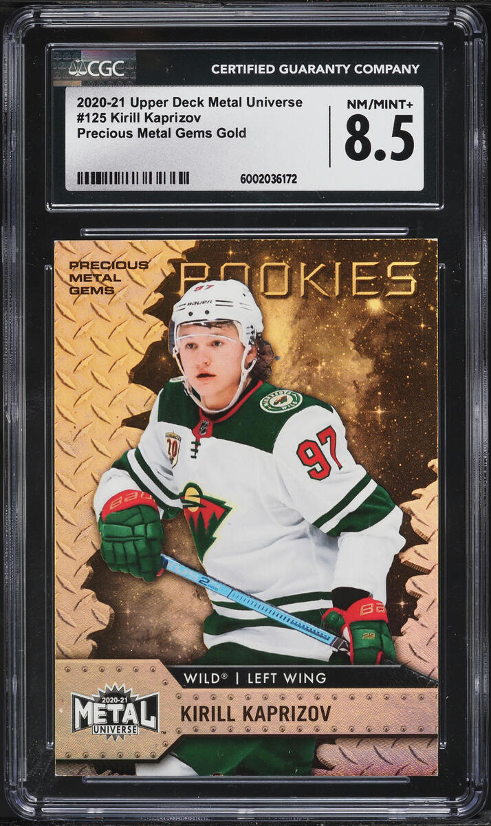 2020 Upper Deck Metal Universe Precious Metal Gems PMG Gold Kirill Kaprizov 1/1 #125 CGC 8.5