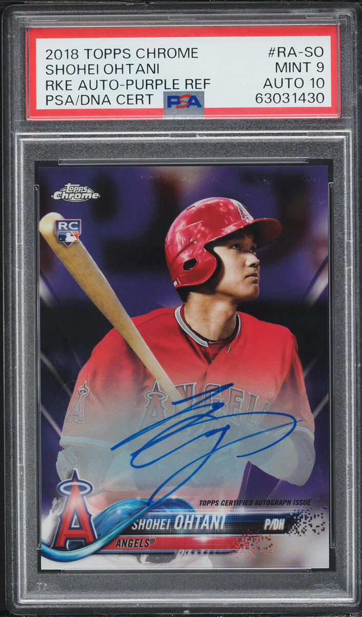 2018 Topps Chrome Purple Refractor Shohei Ohtani ROOKIE AUTO DNA 10 /250 #RA-SO PSA 9 MINT