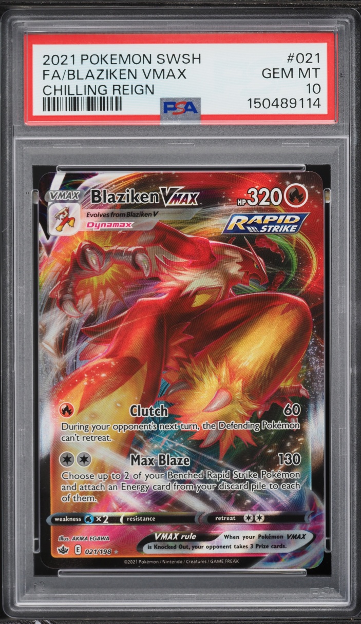 2021 Pokemon Sword & Shield Chilling Reign Full Art Blaziken VMAX #21 PSA 10 GEM MINT