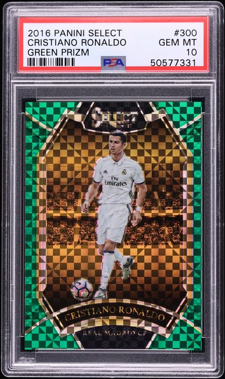 2016 Select Field Level Green Prizm Cristiano Ronaldo /5 #300 PSA 10 GEM MINT