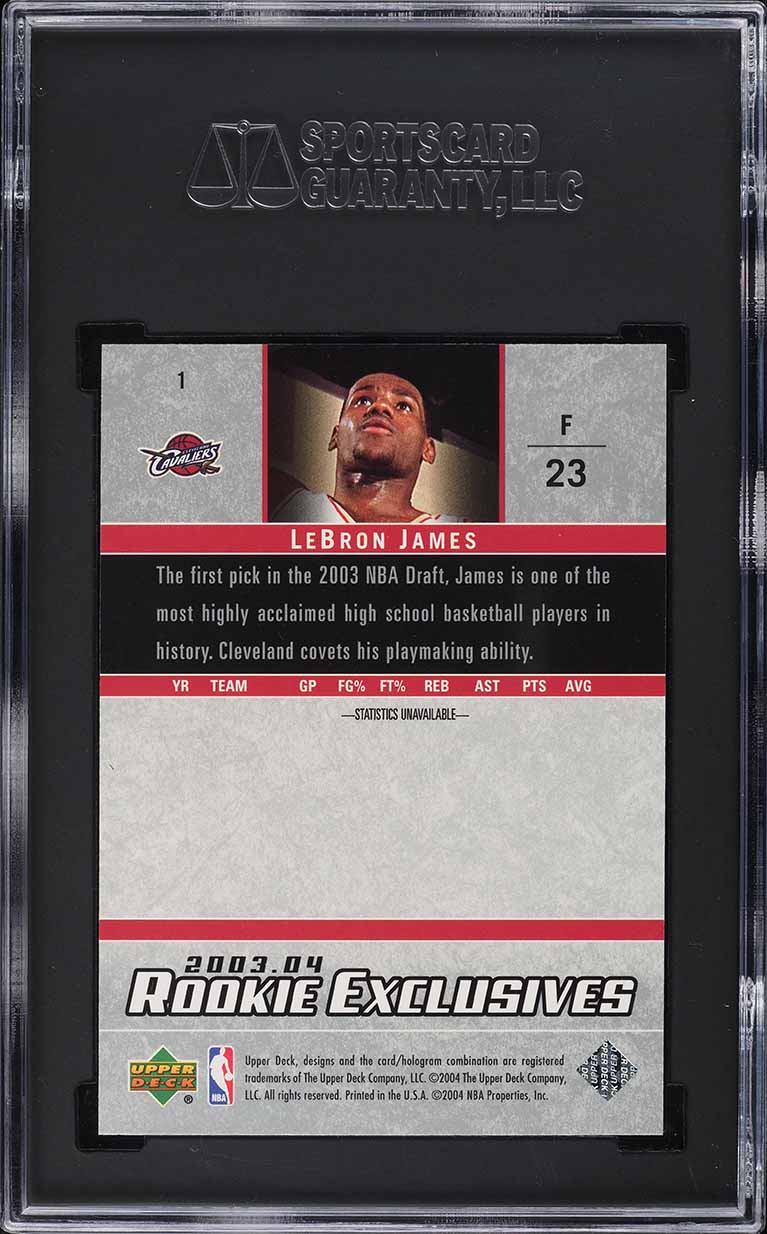 2003 Upper Deck Exclusives LeBron James ROOKIE #1 SGC 10 GEM MINT