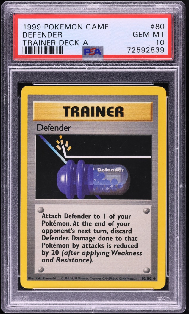 1999 Pokemon Base Set Trainer Deck A Defender #80 PSA 10 GEM MINT