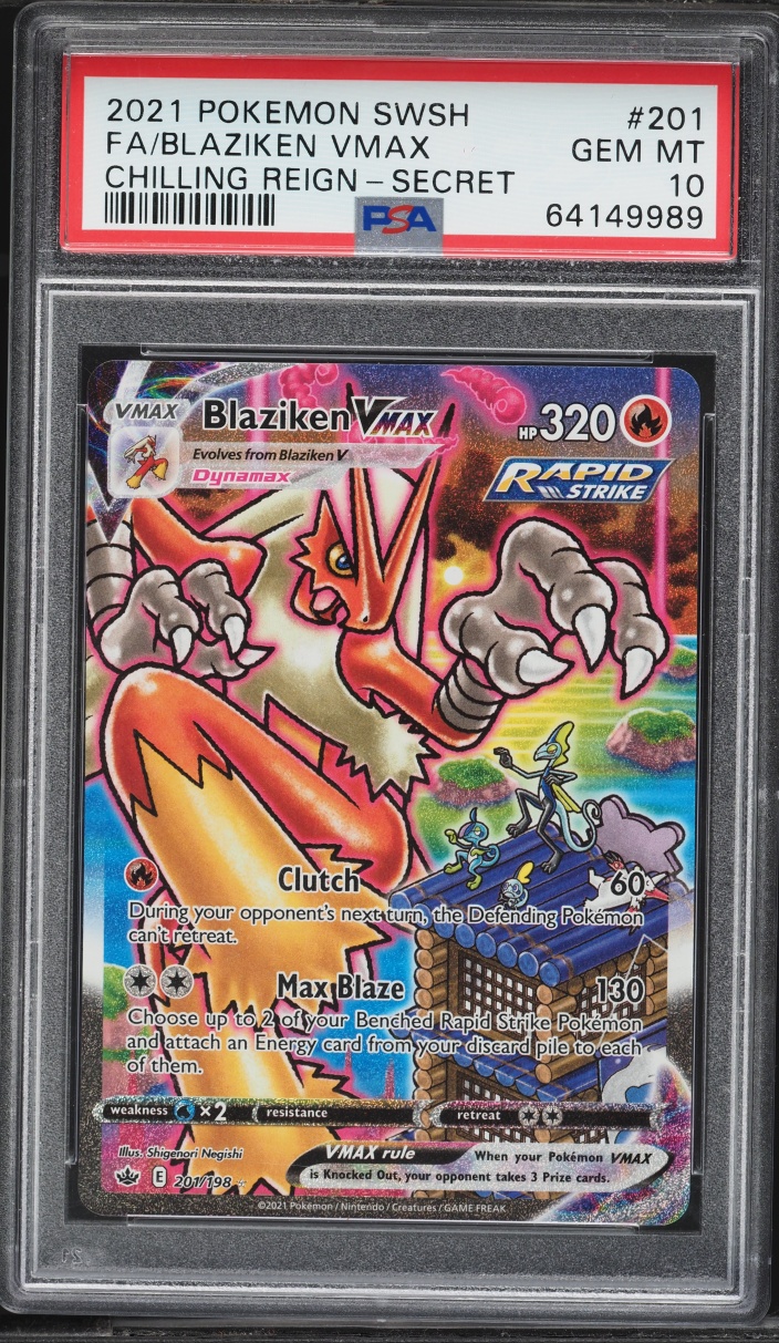 2021 Pokemon Sword & Shield Chilling Reign Alt Art Blaziken VMAX #201 PSA 10 GEM MINT