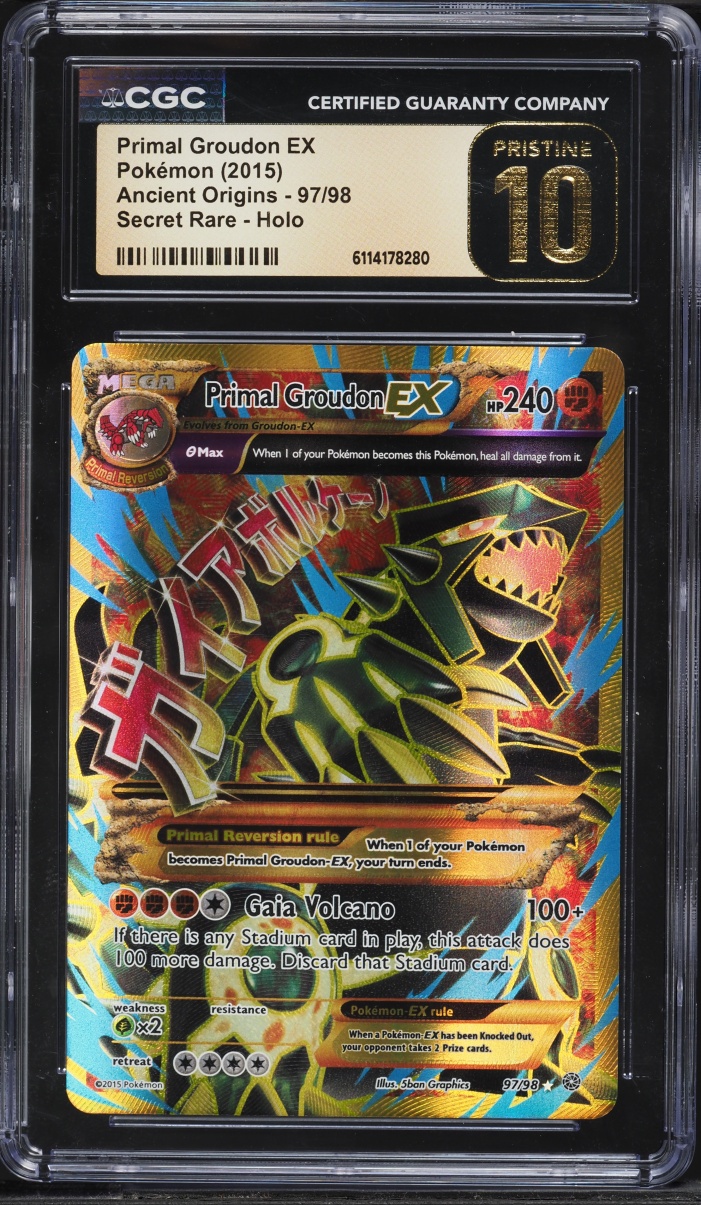 2015 Pokemon XY Ancient Origins Gold Rare Primal Groudon EX #97 CGC 10 PRISTINE