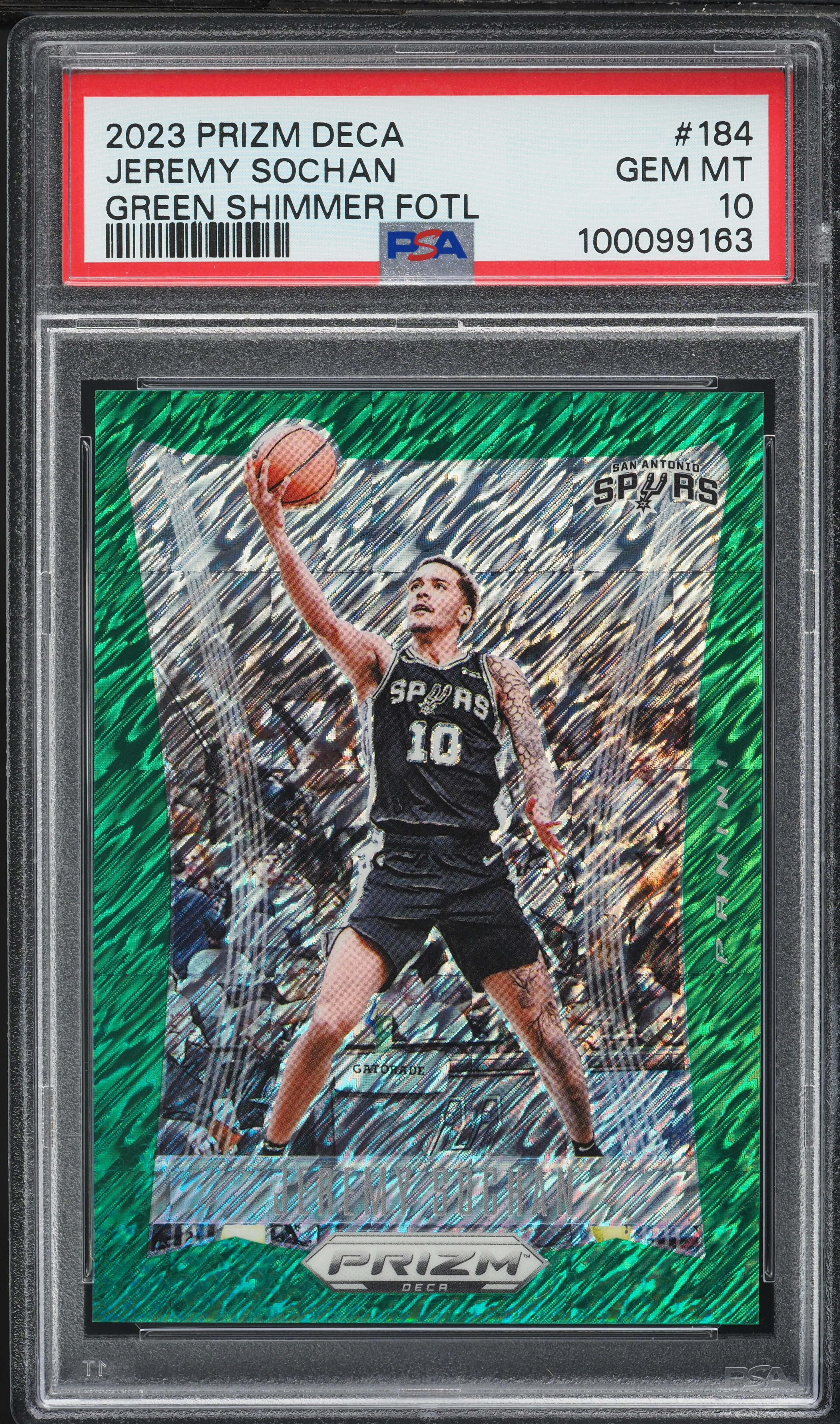 2023 Panini Prizm Deca Green Shimmer FOTL Jeremy Sochan /12