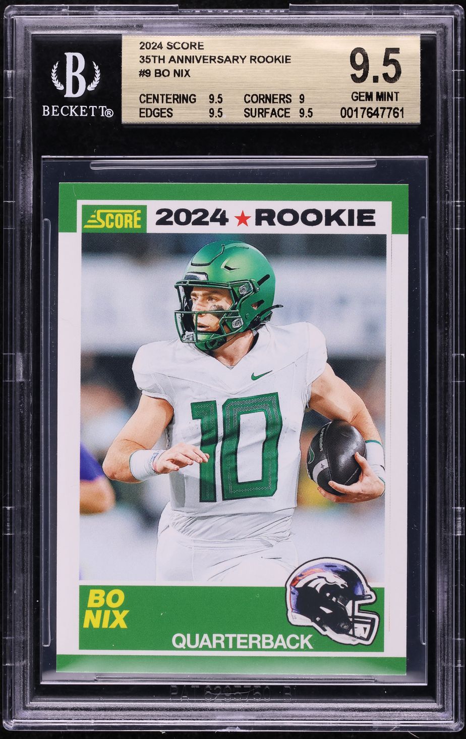 2024 Score 35th Anniversary Bo Nix ROOKIE #9 BGS 9.5 GEM MINT