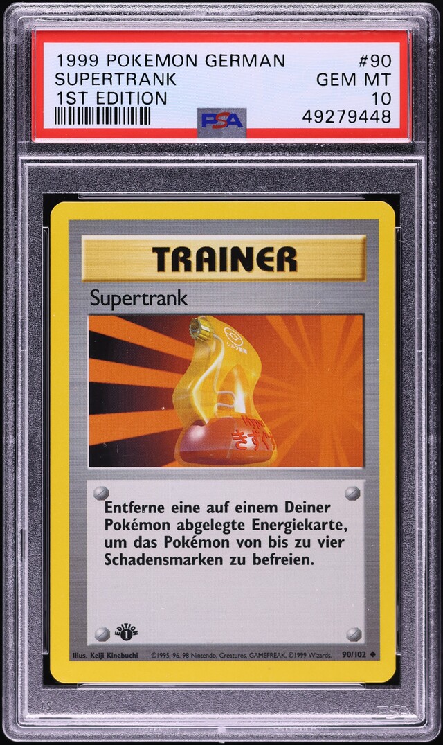1999 Pokemon German Base Set 1st Edition Super Potion Supertrank #90 PSA 10 GEM