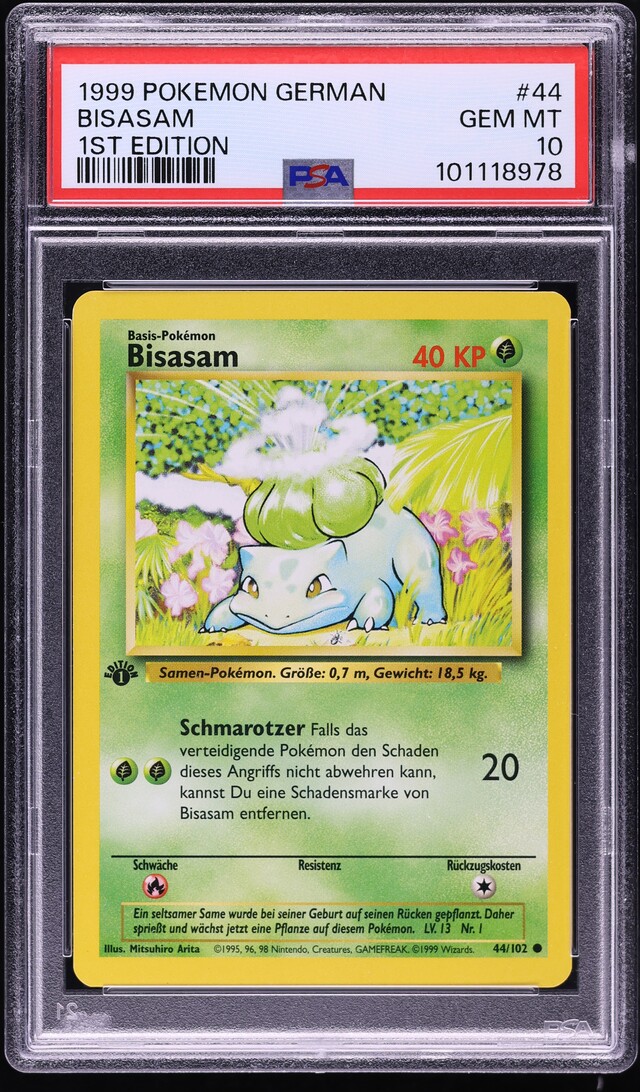 1999 Pokemon German Base Set 1st Edition Bulbasaur #44 PSA 10 GEM MINT