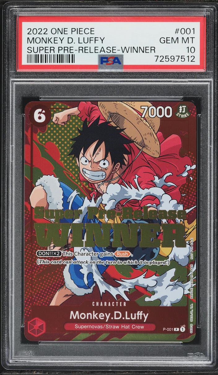 2022 One Piece Promo Super Pre-Release Winner Monkey D. Luffy #P-001 PSA 10 GEM MINT