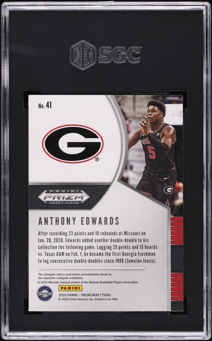 2020 Panini Prizm Draft Picks Anthony Edwards ROOKIE #41 SGC 9.5 MINT+