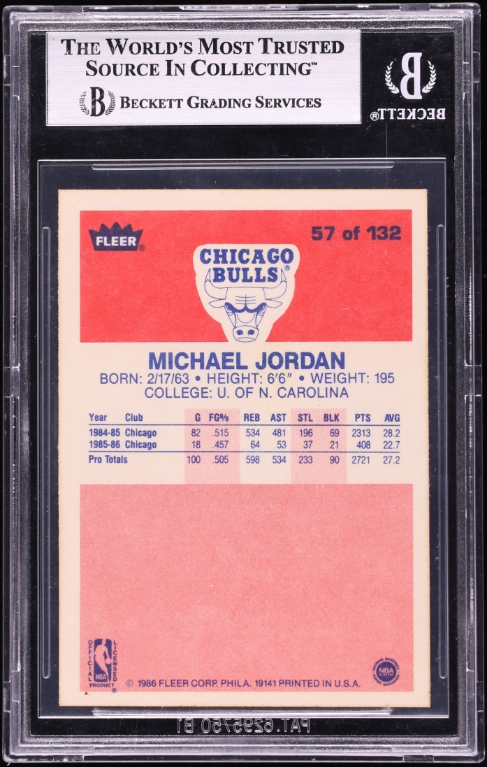 1986 Fleer Basketball Michael Jordan ROOKIE #57 BGS 7 NRMT