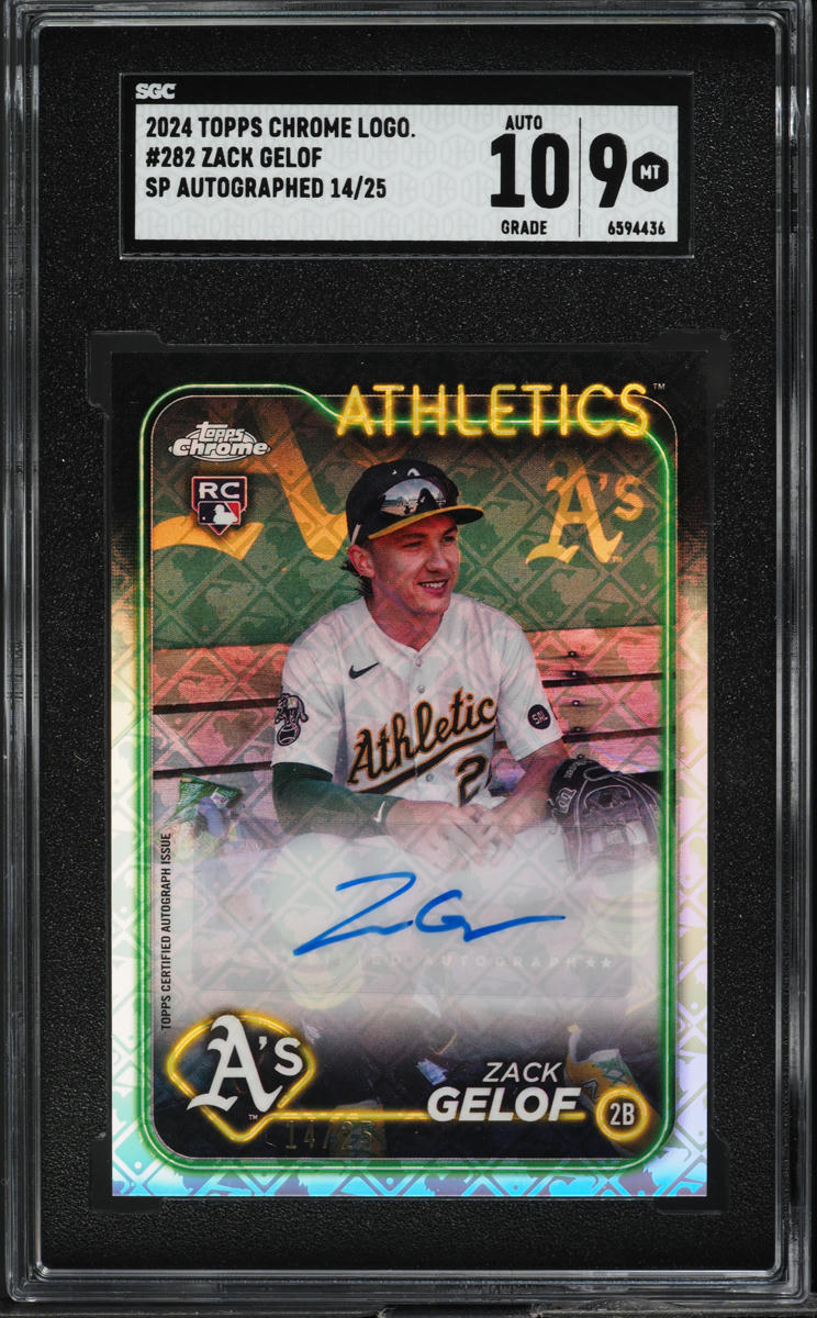 2024 topps chrome logofractor zack gelof sp rookie auto 25 282 sgc 9