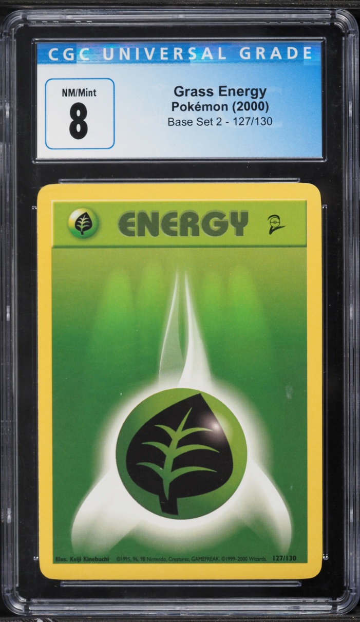 2000 Pokemon Base Set 2 Grass Energy #127 CGC 8 NM-MT