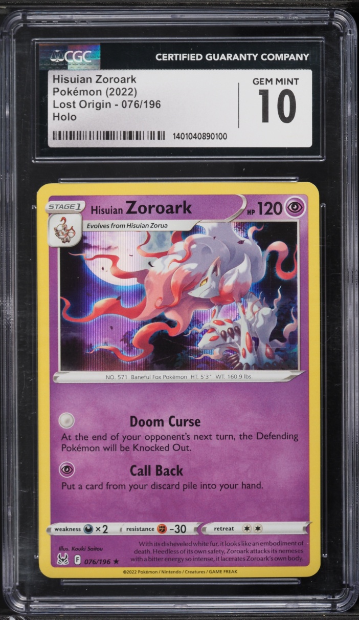 2022 Pokemon Lost Origin Holo Hisuian Zoroark #076 CGC 10 GEM MINT