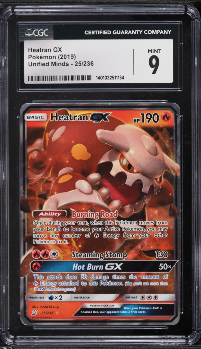 2019 Pokemon Sun & Moon Unified Minds Holo Heatran GX #25 CGC 9 MINT