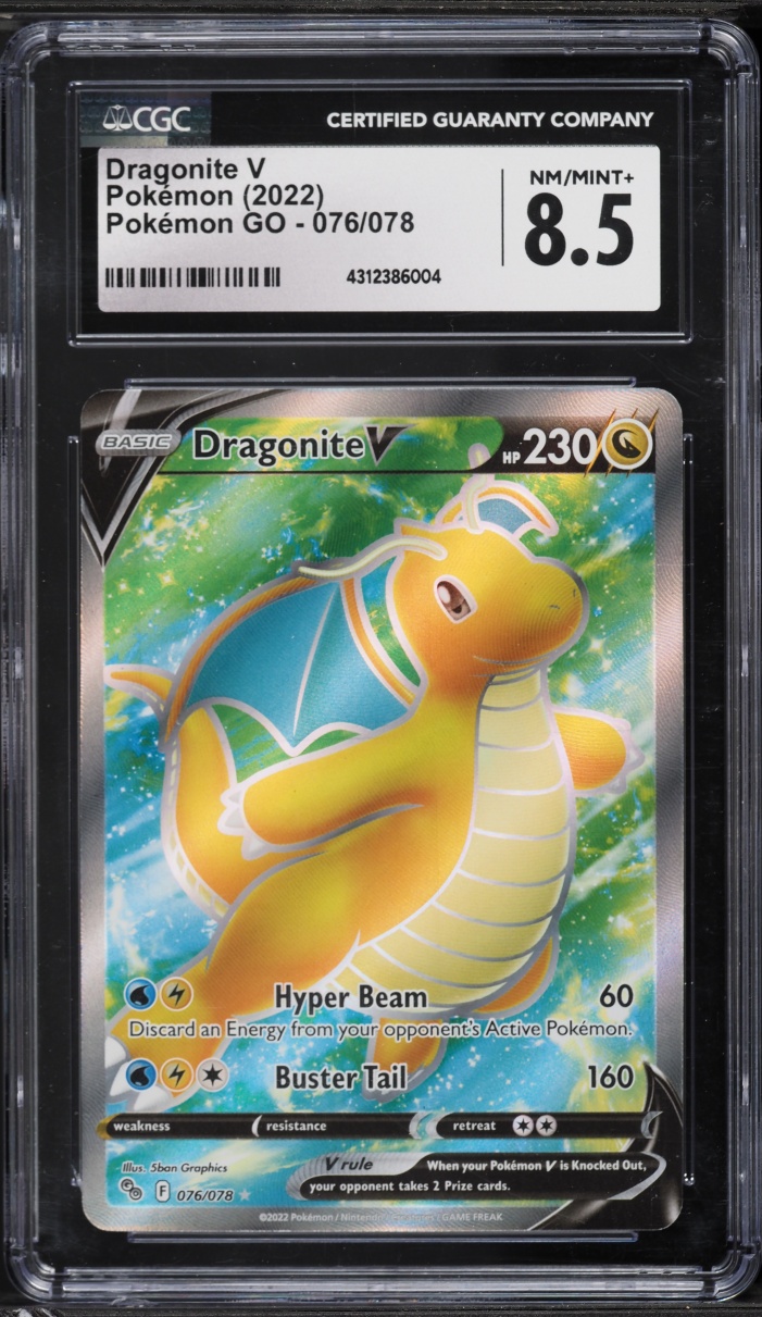 2022 Pokemon Sword & Shield GO Full Art Dragonite V #76 CGC 8.5 NM-MT+